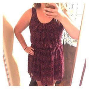 Coral and navy blue dress